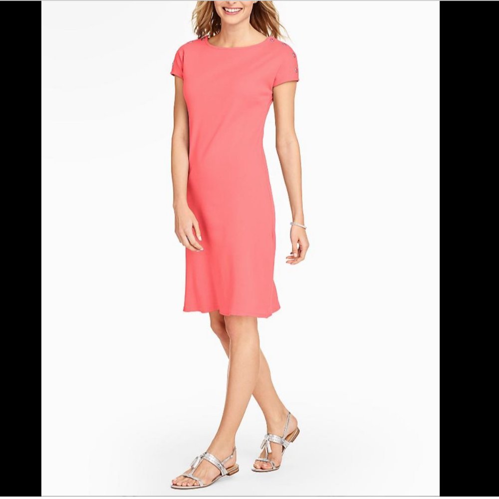 Talbots Pink Shoulder Button Interlock Cotton Shi… - image 1